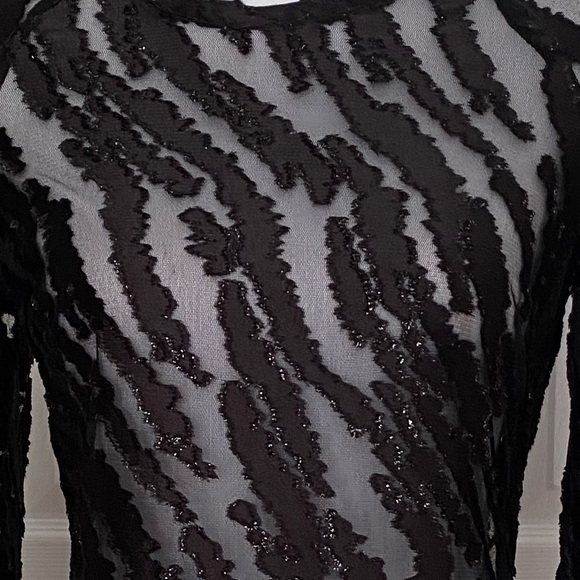 Hilton Hollis- NWT Black Sheer Tiger Print Velvet Burnout Longsleeve Top - Picture 10 of 12